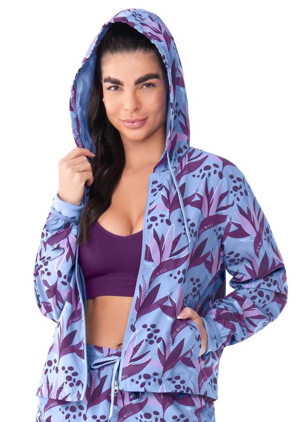 Jaqueta Corta-Vento Estampada Azul