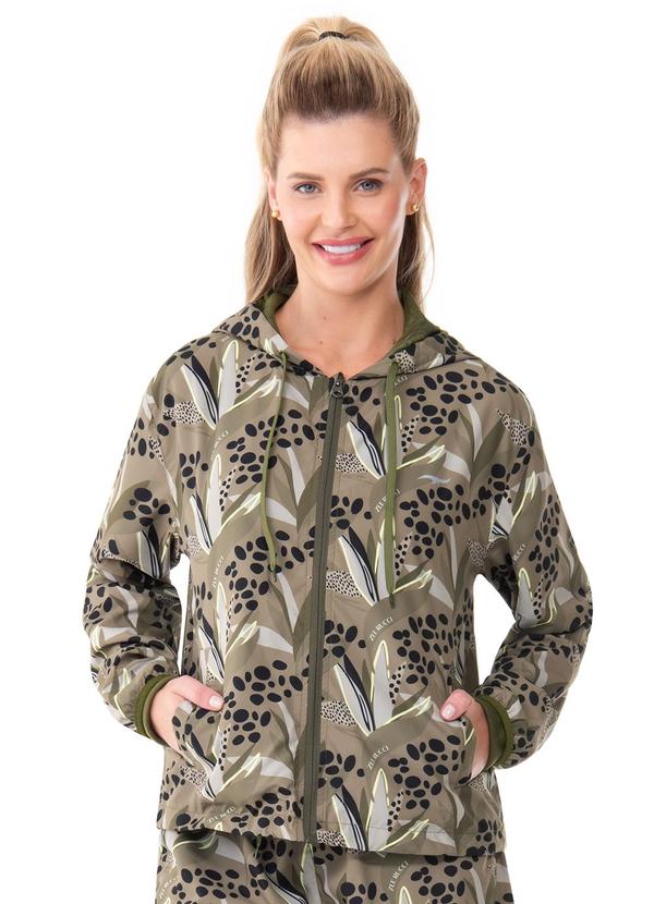 Jaqueta Corta-Vento Estampada Cactus Verde