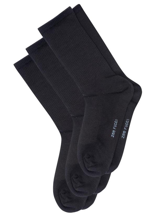 Vista 2 Kit 3 com pares Meias Cano Alto Preto Zee Rucci Zee Rucci