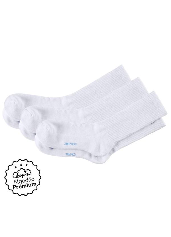 Kit com 3 pares Meias Cano Alto Algodão Branco