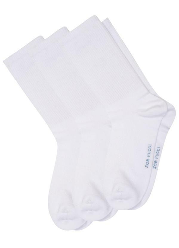 Kit com 3 pares Meias Cano Alto Branco