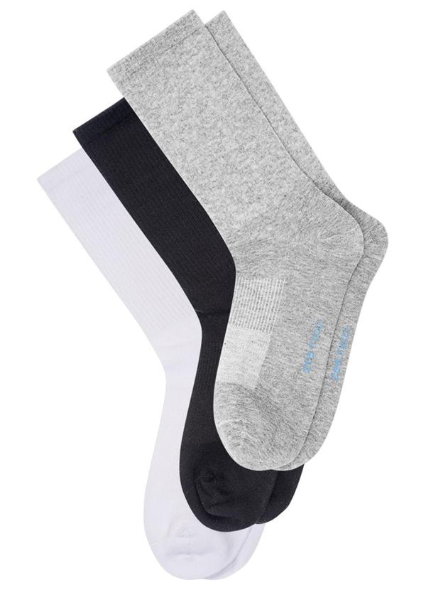 Vista 2 Kit com 3 pares Meias Cano Alto Cinza Zee Rucci Zee Rucci