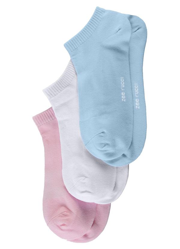 Vista 2 Kit com 3 pares Meias Cano Invisível Azul Zee Rucci Zee Rucci