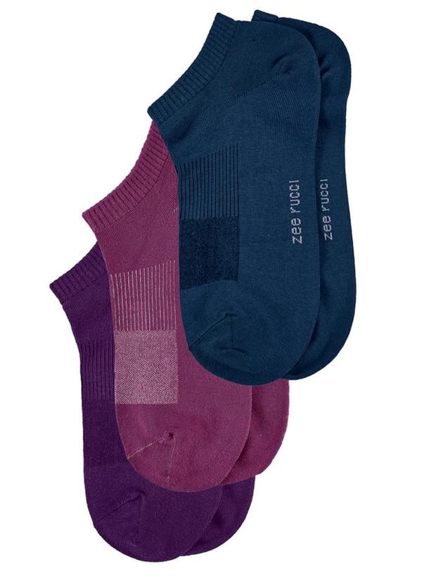 Kit com 3 pares Meias Cano Invisível Azul