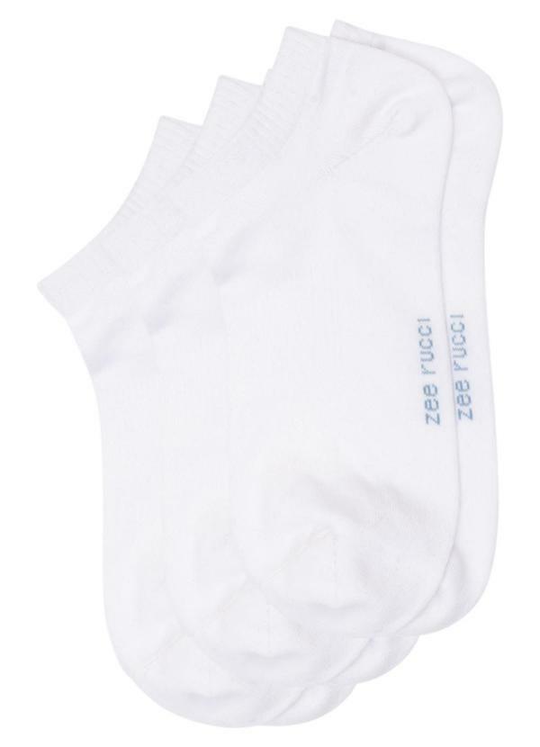 Kit com 3 pares Meias Cano Invisível Branco