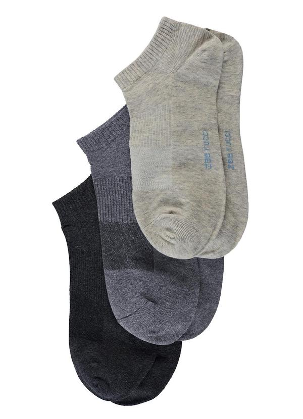 Vista 2 Kit com 3 pares Meias Cano Invisível Cinza Zee Rucci Zee Rucci