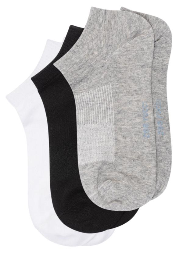 Kit com 3 pares Meias Cano Invisível Multicores