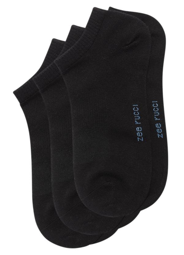 Kit com 3 pares Meias Cano Invisível Preto
