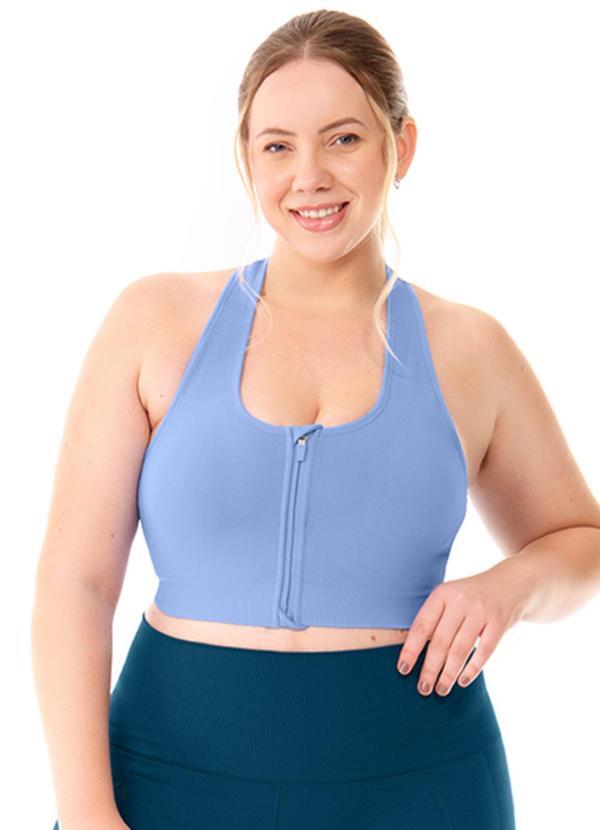 Top Plus Size com Zíper e Bojo Removível Azul
