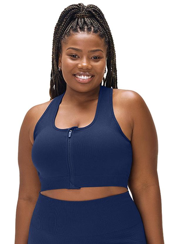 Top Plus Size com Zíper e Bojo Removível Azul