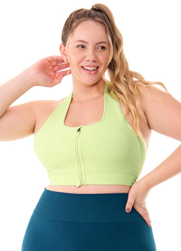 Top Plus Size com Zíper e Bojo Removível Verde