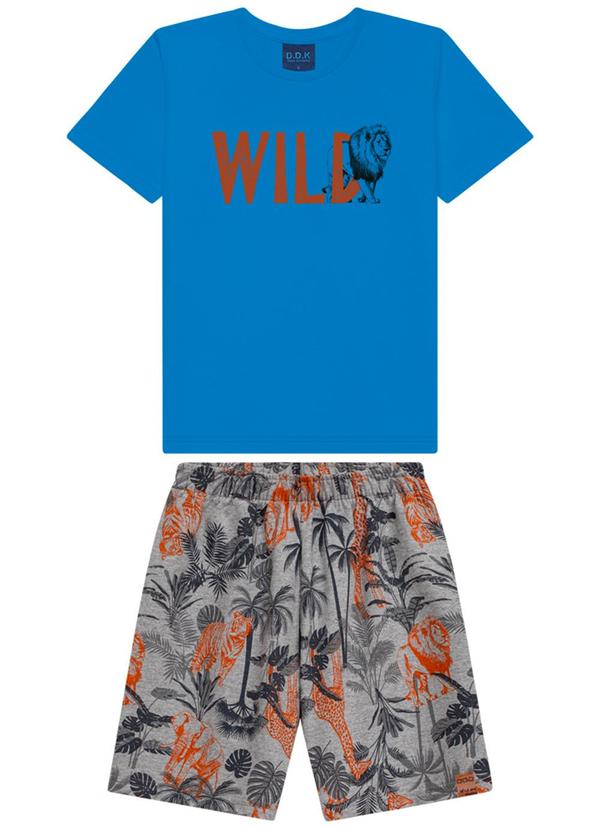 Vista 2 Conjunto Camiseta e Bermuda Infantil Azul Ddk Ddk