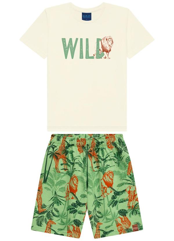 Vista 2 Conjunto Camiseta e Bermuda Infantil Branco Ddk Ddk