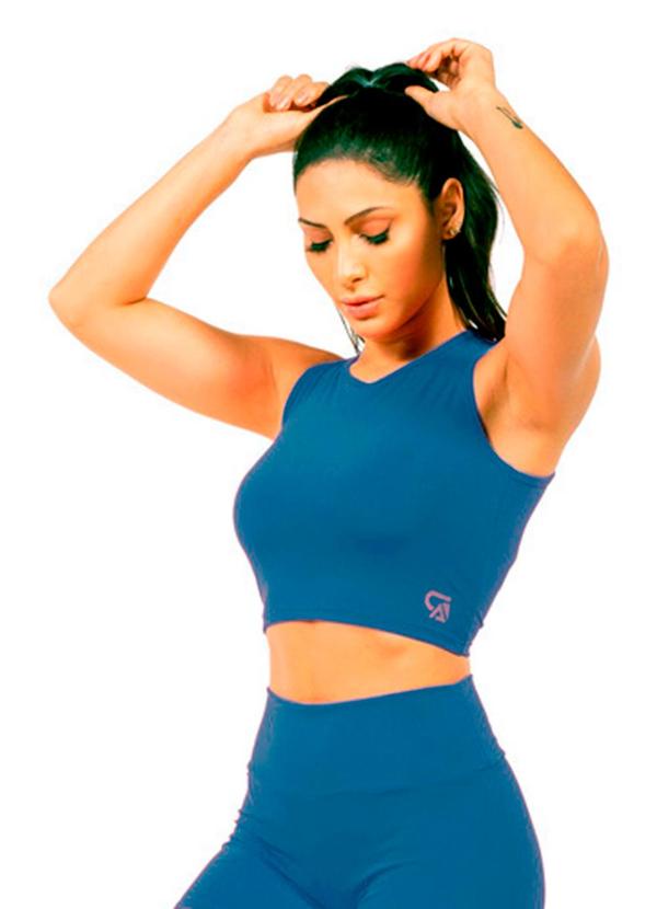 Regata Cropped Power Feminino Azul