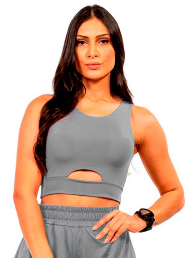 Regata Cropped Power Feminino Cinza