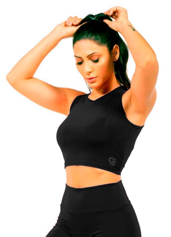 Regata Cropped Power Feminino Preto