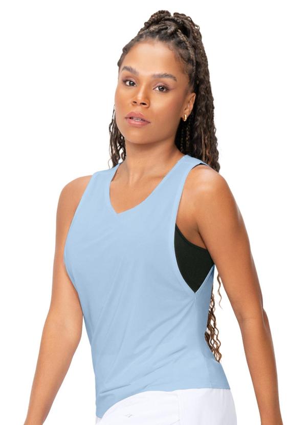 Regata Fitness Feminina Laterais Cavadas Azul