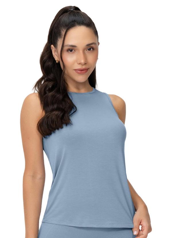 Regata Fitness Feminina Tecido Modal Azul Claro