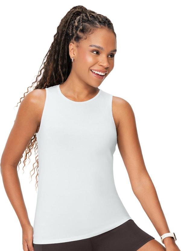 Regata Fitness Feminina Tecido Modal Branco