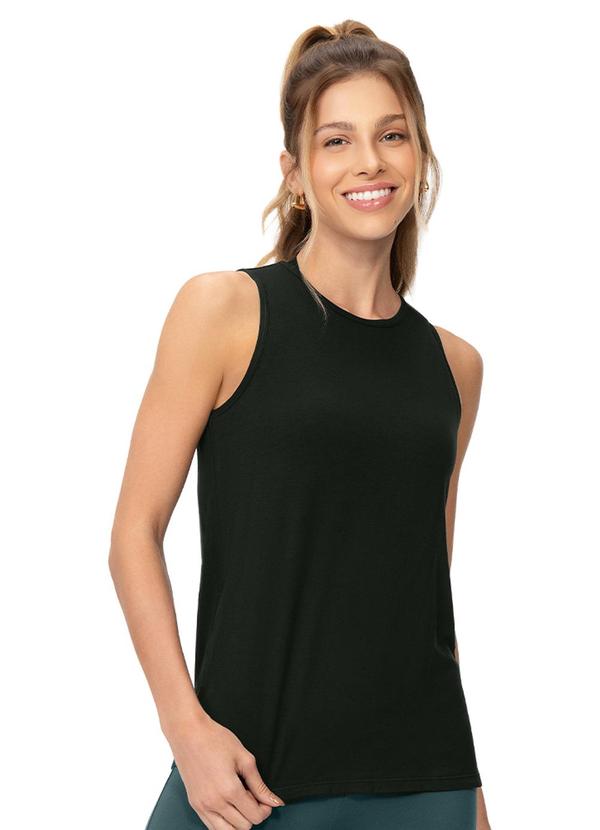 Regata Fitness Feminina Tecido Modal Preto