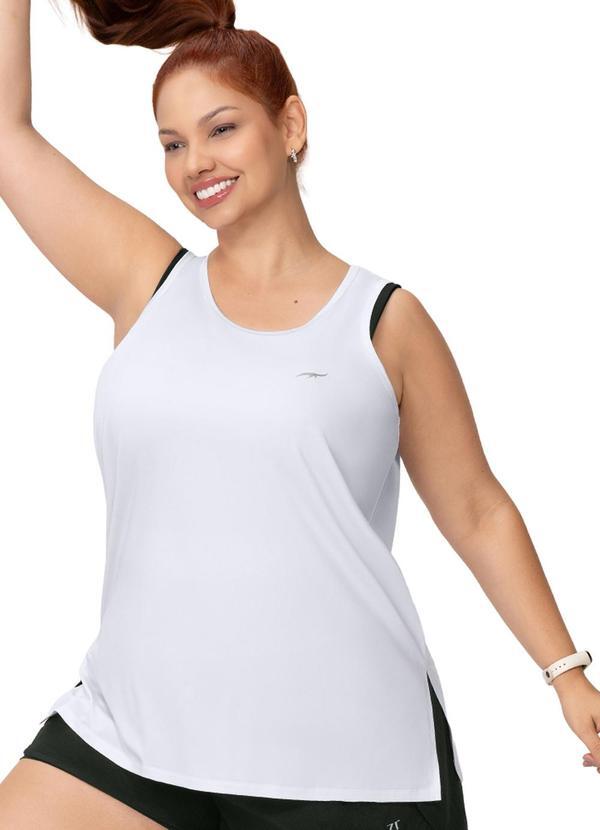 Regata Fitness Plus Alongada com Fenda Branco