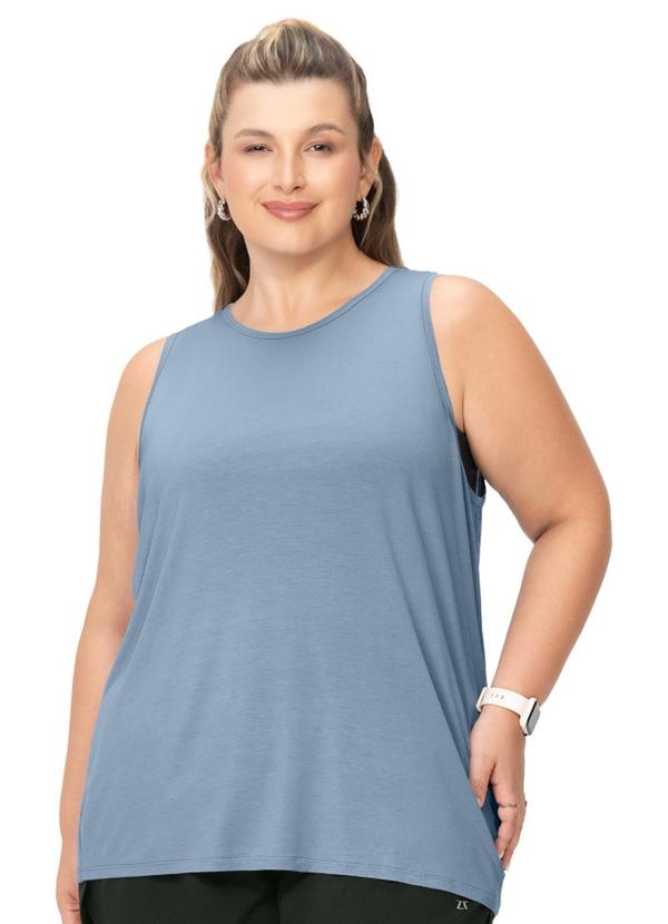 Regata Plus Size Tecido Modal Azul Claro