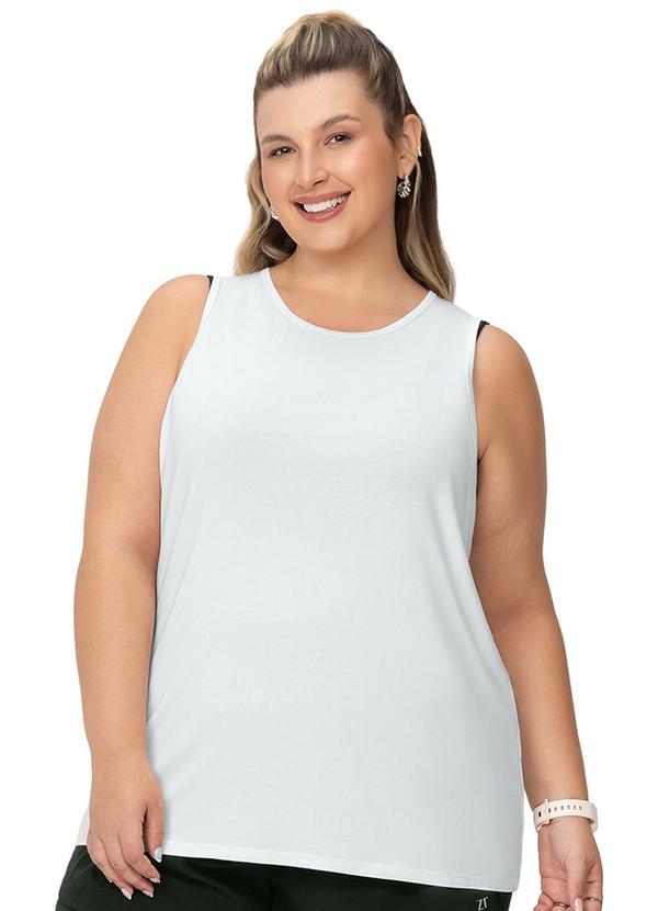 Regata Plus Size Tecido Modal Branco