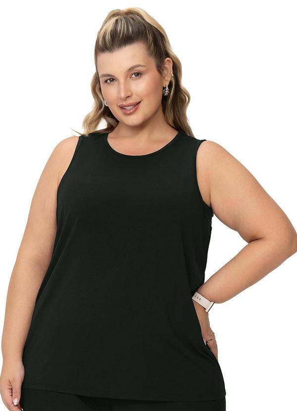 Regata Plus Size Tecido Modal Preto