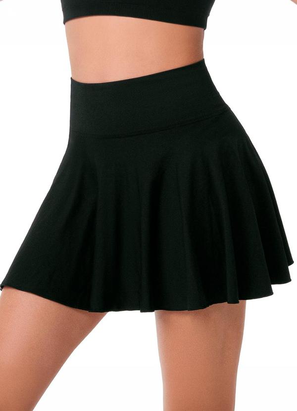 Saia Cós Alto com Short Interno e Bolso Preto