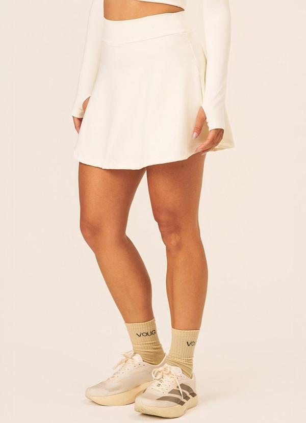 Short Saia Fitness Jade com Bolso Creme