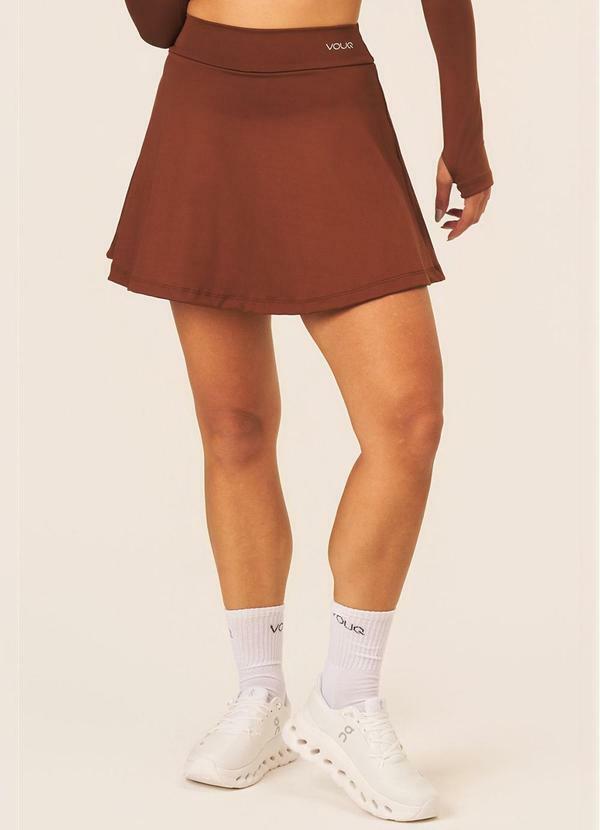 Short Saia Fitness Jade com Bolso Marrom