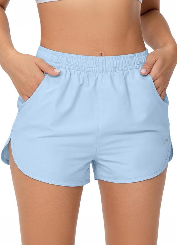Short Fitness com Bolso e Fenda Lateral Azul
