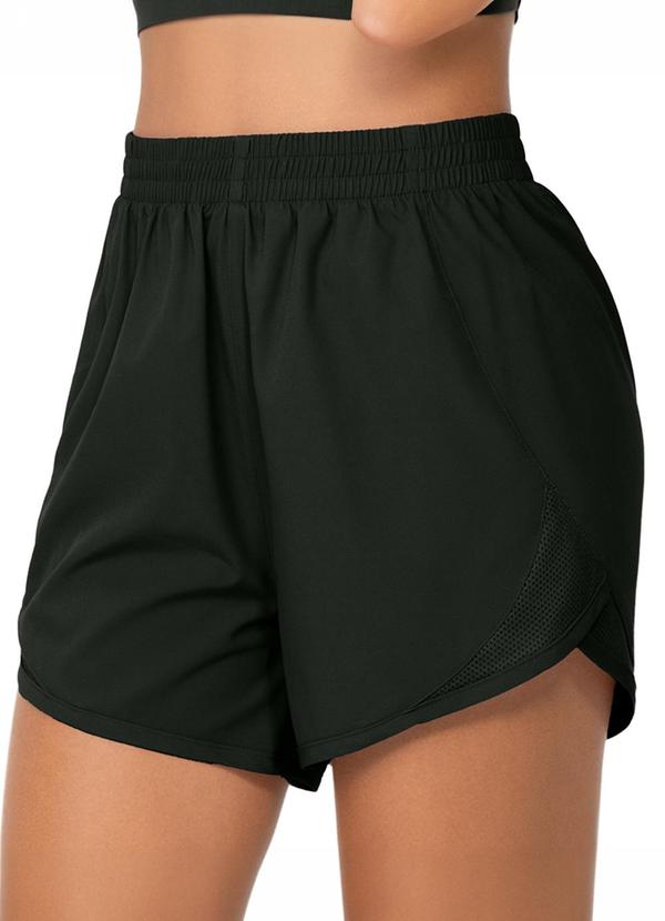 Short Fitness Laterais Tecido Respirável Preto