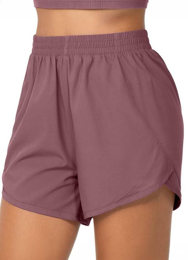 Short Fitness Laterais Tecido Respirável Rosa