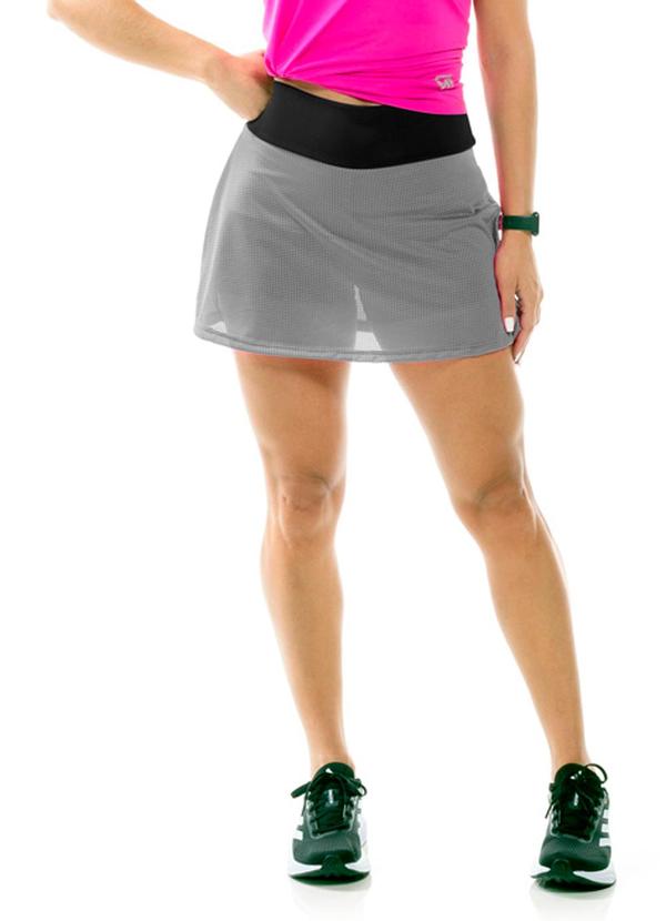 Vista 2 Short Saia Fitness Feminino Cinza Cobertura Cobertura