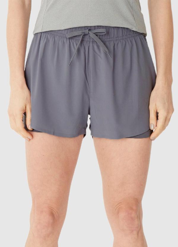 Shorts Duplo com Refletivo Cinza