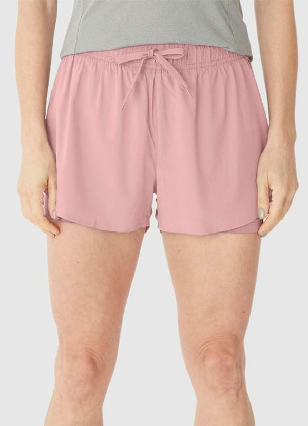 Shorts Duplo com Refletivo Rosa Claro