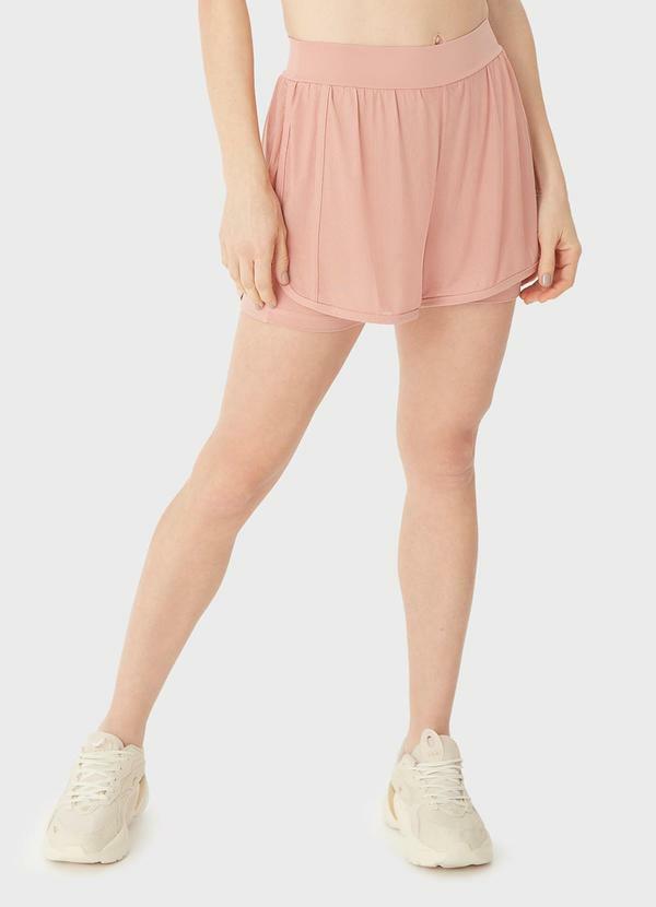 Shorts Tule com Refletivo Rosa Claro