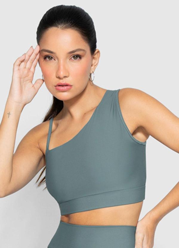 Top Cinza Azulado Regata Strappy Dry