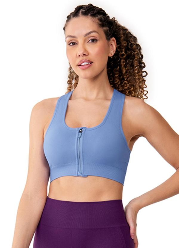 Vista 2 Top com Zíper e Bojo Removível sem Costura Azul Zee Rucci Zee Rucci