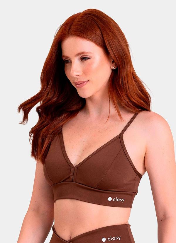 Top Decote V Reflexo Marrom