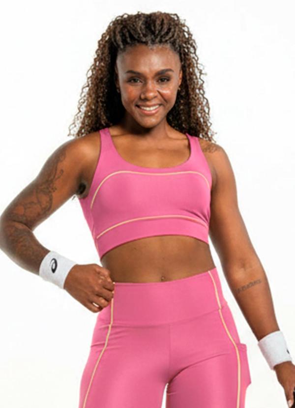 Top Feminino com Filetes Rosa