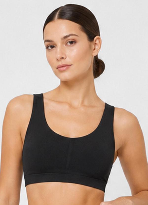 Top Feminino Fitness Poliamida e Elastano Preto