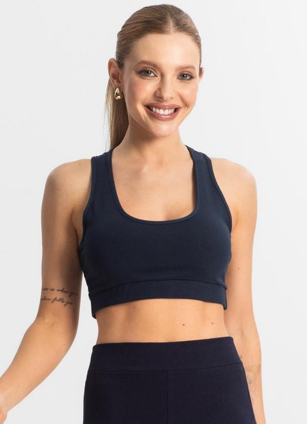 Top Fitness Feminino em Cotton Pesado Azul