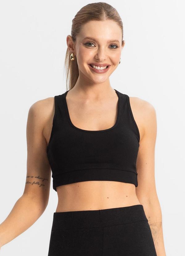 Top Fitness Feminino em Cotton Pesado Preto