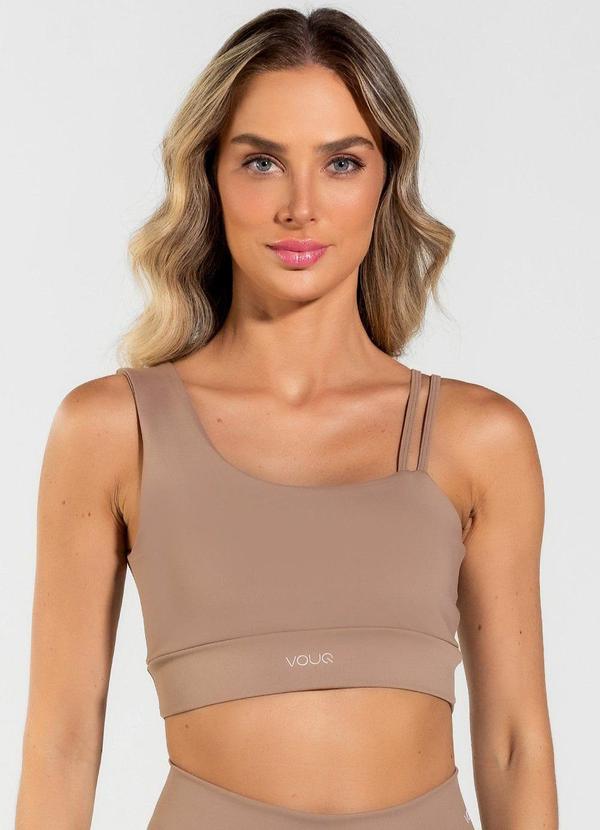 Top Fitness Fit-Tech Feminino Dual Run Amêndoa