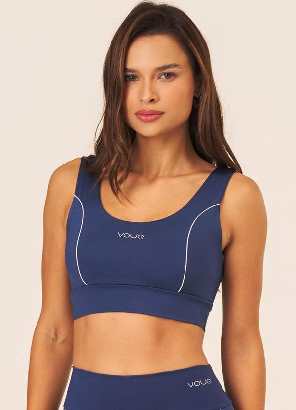 Top Fitness Fit-Tech Feminino Line Azul