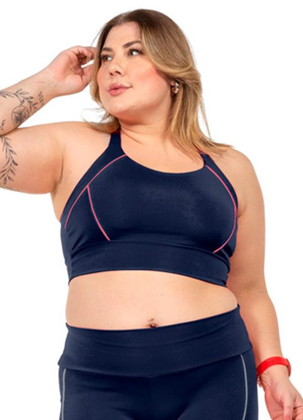 Top Power com Filet Feminina Azul