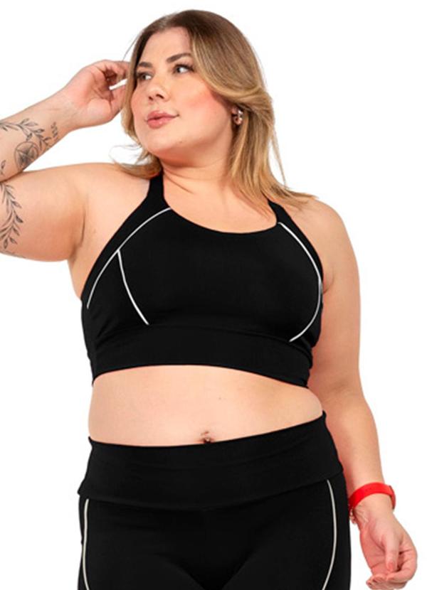 Top Power com Filet Feminina Preto