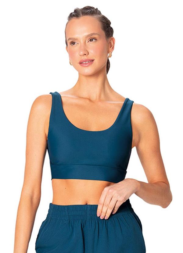 Top Regata Malha Uv Active Azul Petróleo